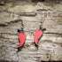 Handcrafted red chili pepper wooden dangle earrings featuring vibrant hand-painted hot peppers. Lightweight wooden earrings with hypoallergenic .925 sterling silver hooks, perfect for chili lovers, spicy food fans, home chefs, gardeners, farmers market enthusiasts, Mexican food lovers, and fun foodie gifts.