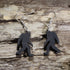 Handmade Bigfoot wooden dangle earrings crafted from lightweight black stained laser-cut wood with hypoallergenic .925 sterling silver hooks. Sasquatch silhouette jewelry perfect for cryptid fans, Bigfoot believers, hikers, campers, and outdoor adventure lovers.