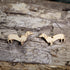 Handmade wooden Dachshund dangle earrings with engraved details, shown on hypoallergenic .925 sterling silver hooks. Lightweight dog lover earrings featuring adorable wiener dog silhouettes, perfect for Dachshund owners, pet lovers, and unique animal jewelry fans.