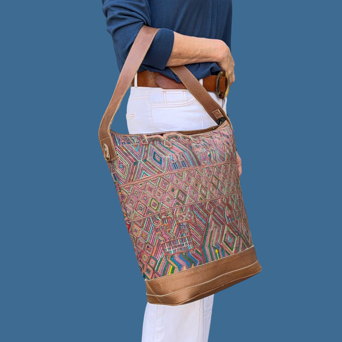 Handmade Vintage Huipil Bucket Bag