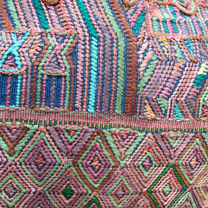Huipil Bucket Bag - Handcrafted Vintage Mayan Textile &amp; Leather Tote