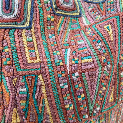 Huipil Bucket Bag - Handcrafted Vintage Mayan Textile &amp; Leather Tote