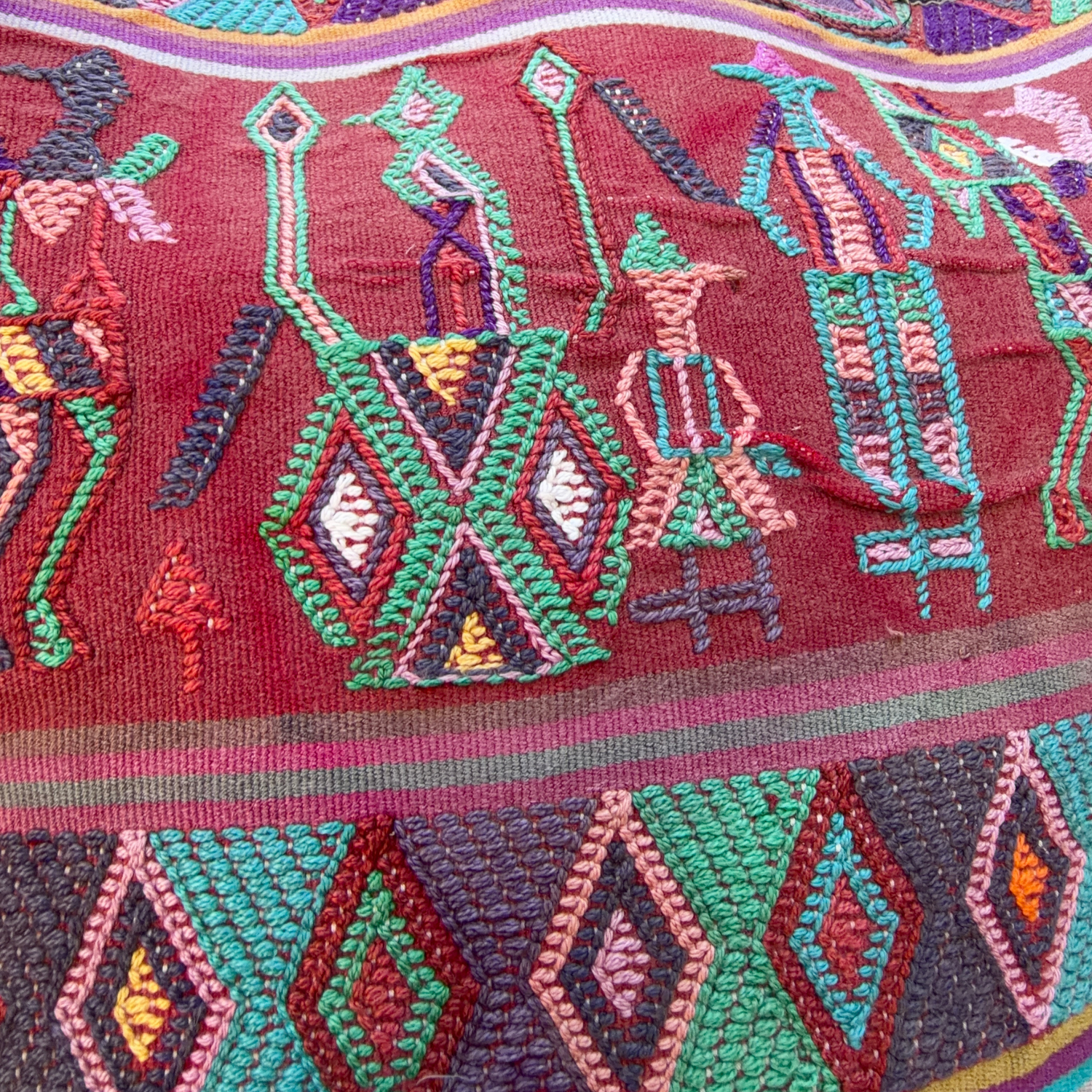 Huipil Bucket Bag - Handcrafted Vintage Mayan Textile &amp; Leather Tote