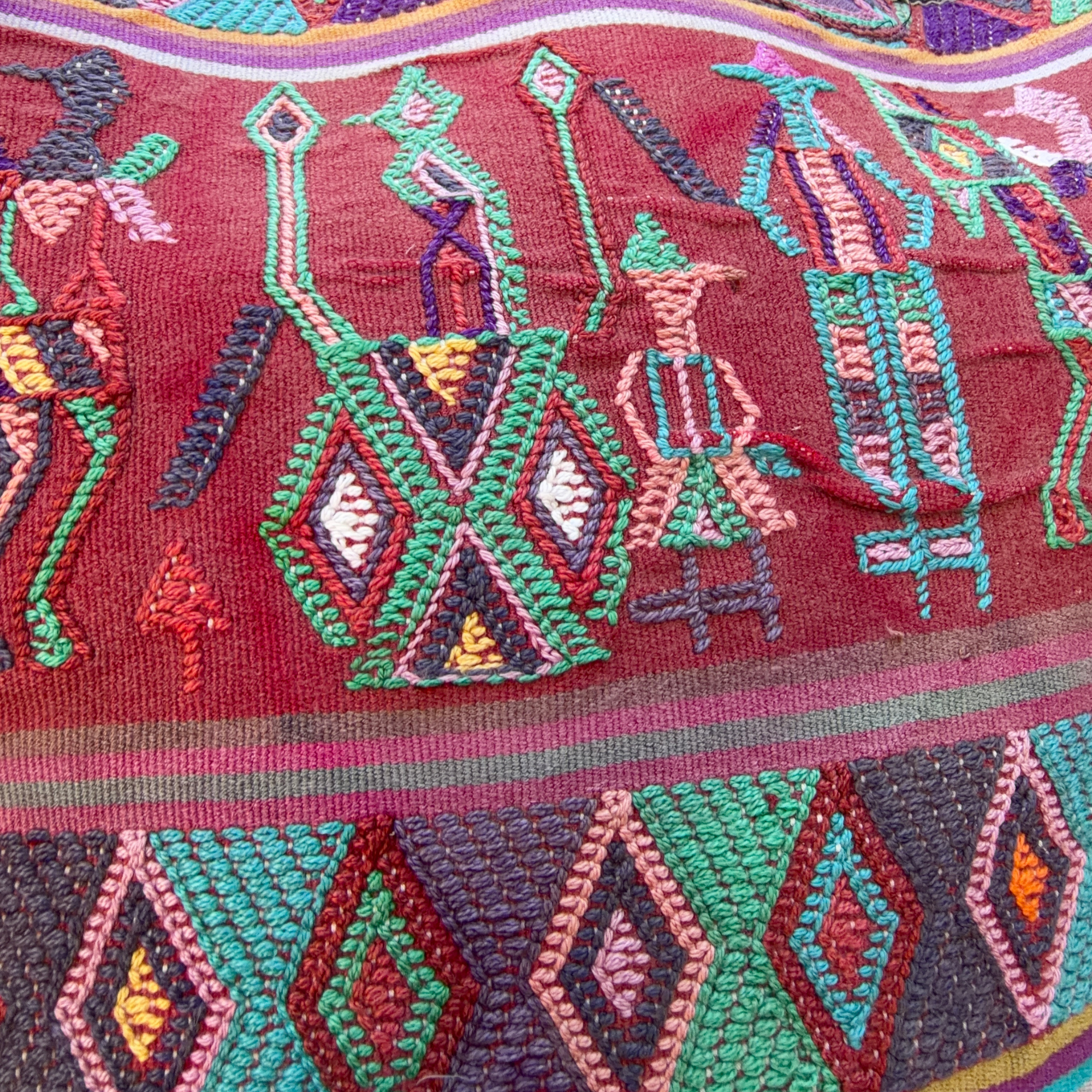 Huipil Bucket Bag - Handcrafted Vintage Mayan Textile &amp; Leather Tote