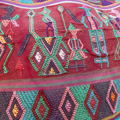 Huipil Bucket Bag - Handcrafted Vintage Mayan Textile &amp; Leather Tote