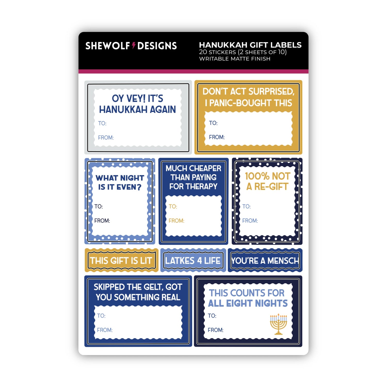 Hanukkah Gift Tag Stickers