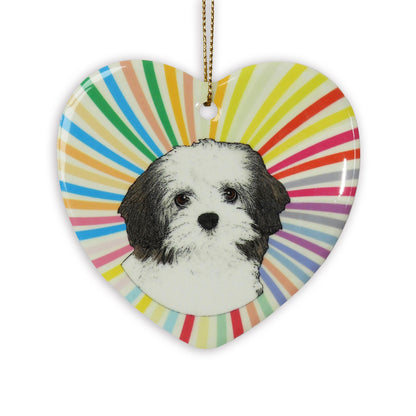 Havanese Ceramic Heart Ornament