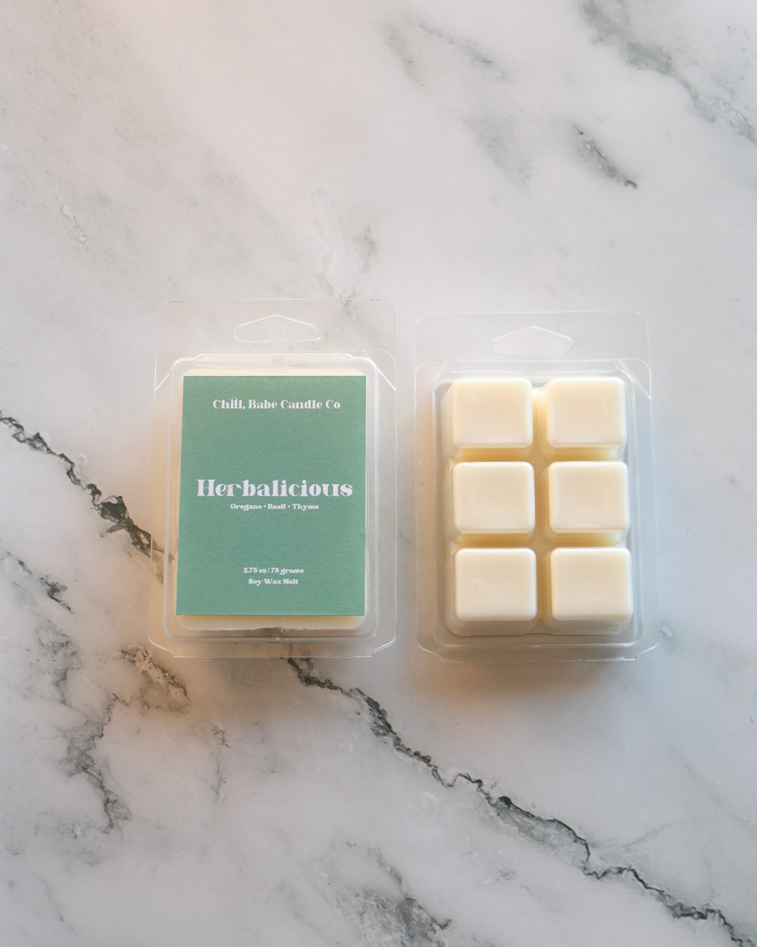 Herbalicious Wax Melt front &amp; back