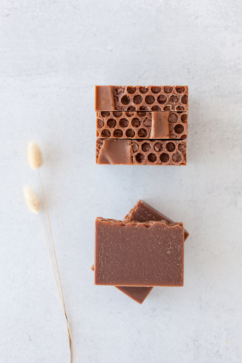 Honey and goat milk soap with a maple chai scent.