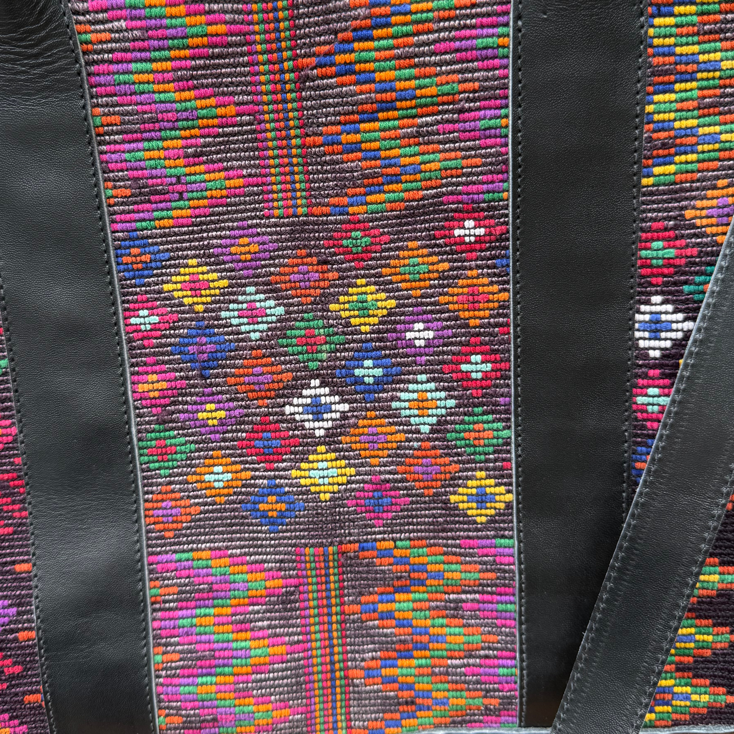 Handwoven Vintage Huipil Leather Tote