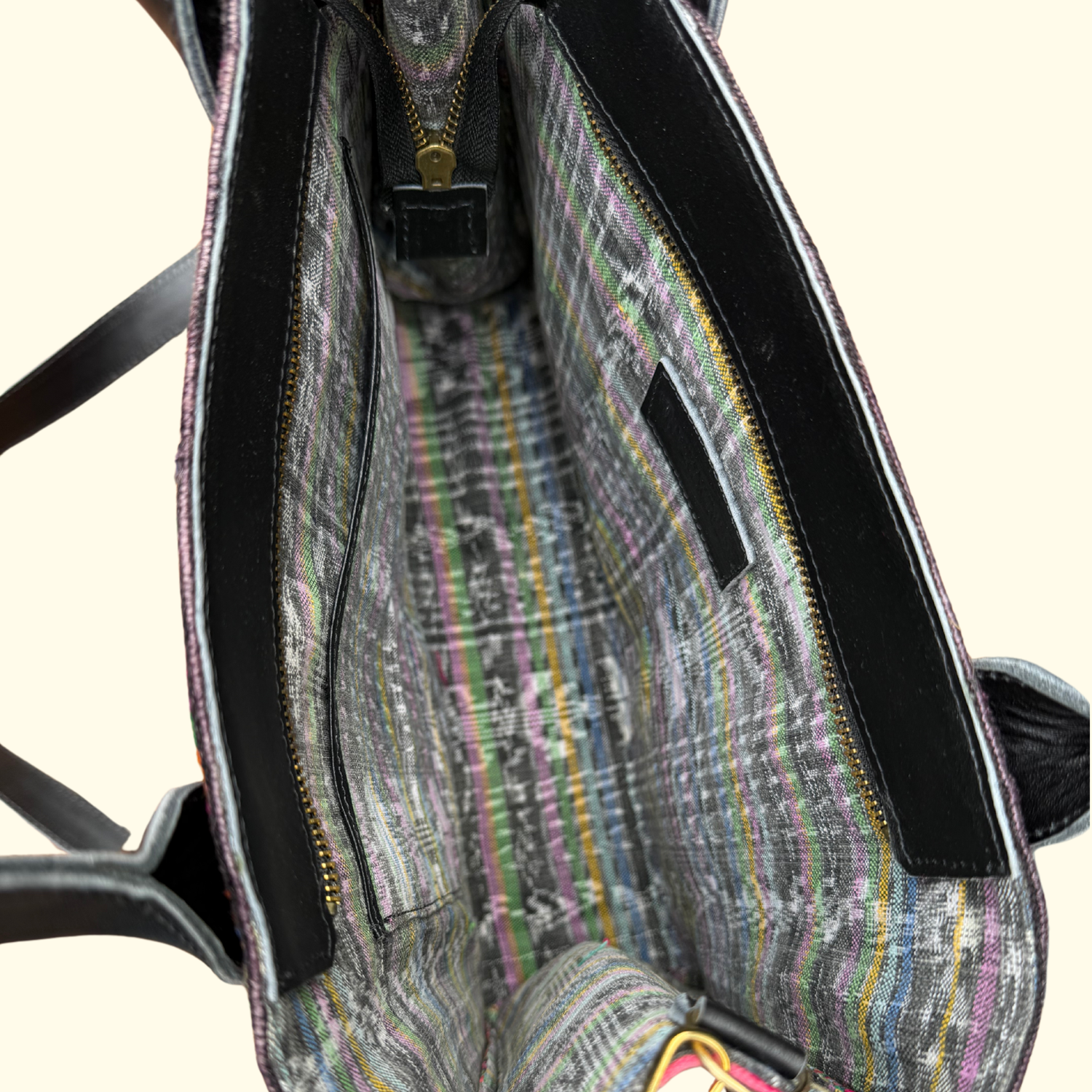 Handwoven Vintage Huipil Leather Tote