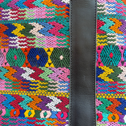 Handwoven Vintage Huipil Leather Tote