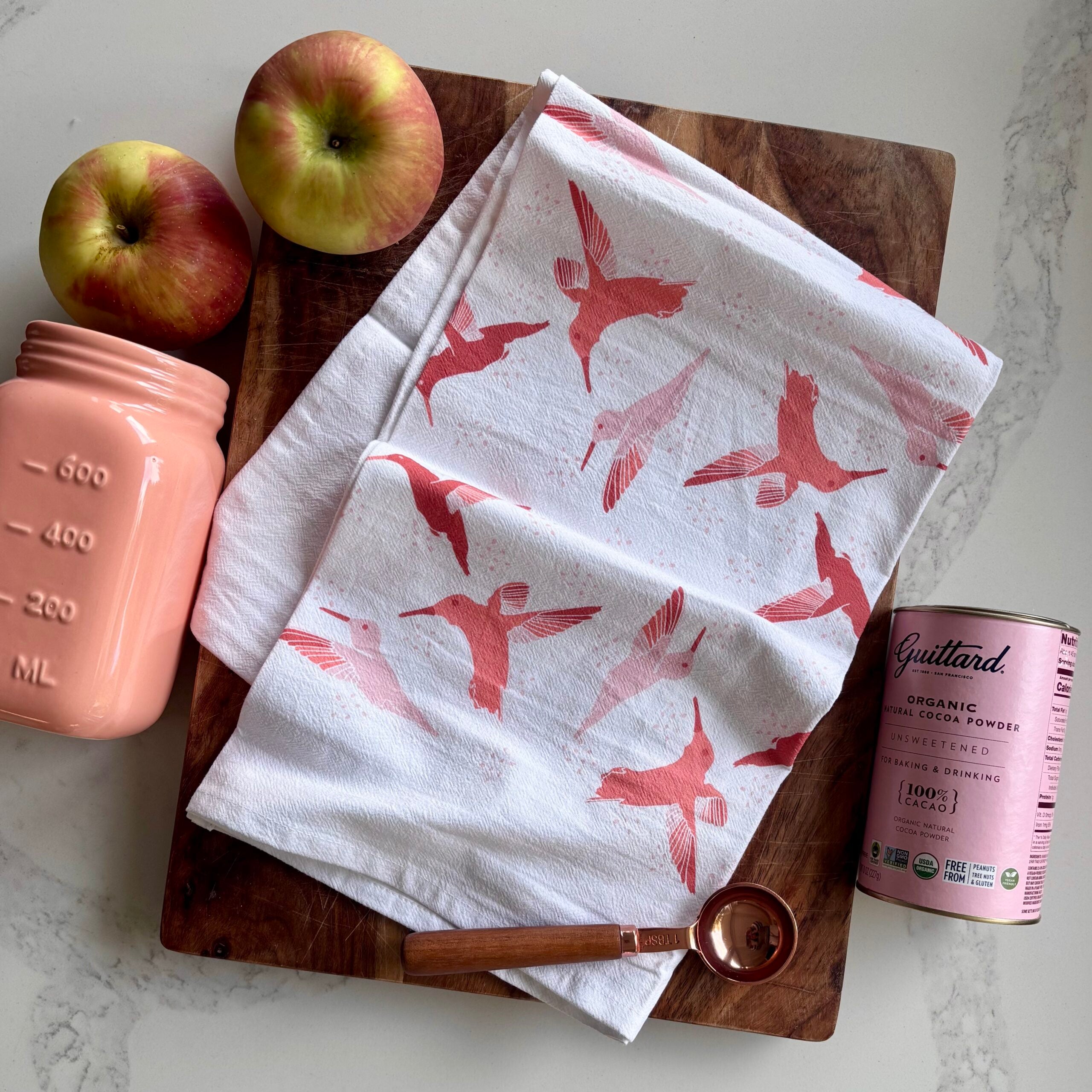 Hummingbird Tea Towel Light Pink