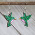 Hand-painted wooden hummingbird dangle earrings with detailed bird design and hypoallergenic sterling silver hooks, lightweight hummingbird statement jewelry earrings for bird lovers