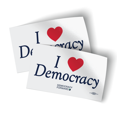 Democracy Forward - I Heart Democracy - 5" x 3" Vinyl Sticker - Pack of Two