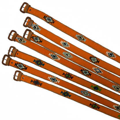 Bright Orange Handwoven Guatemalan Whip-Stitched Belt