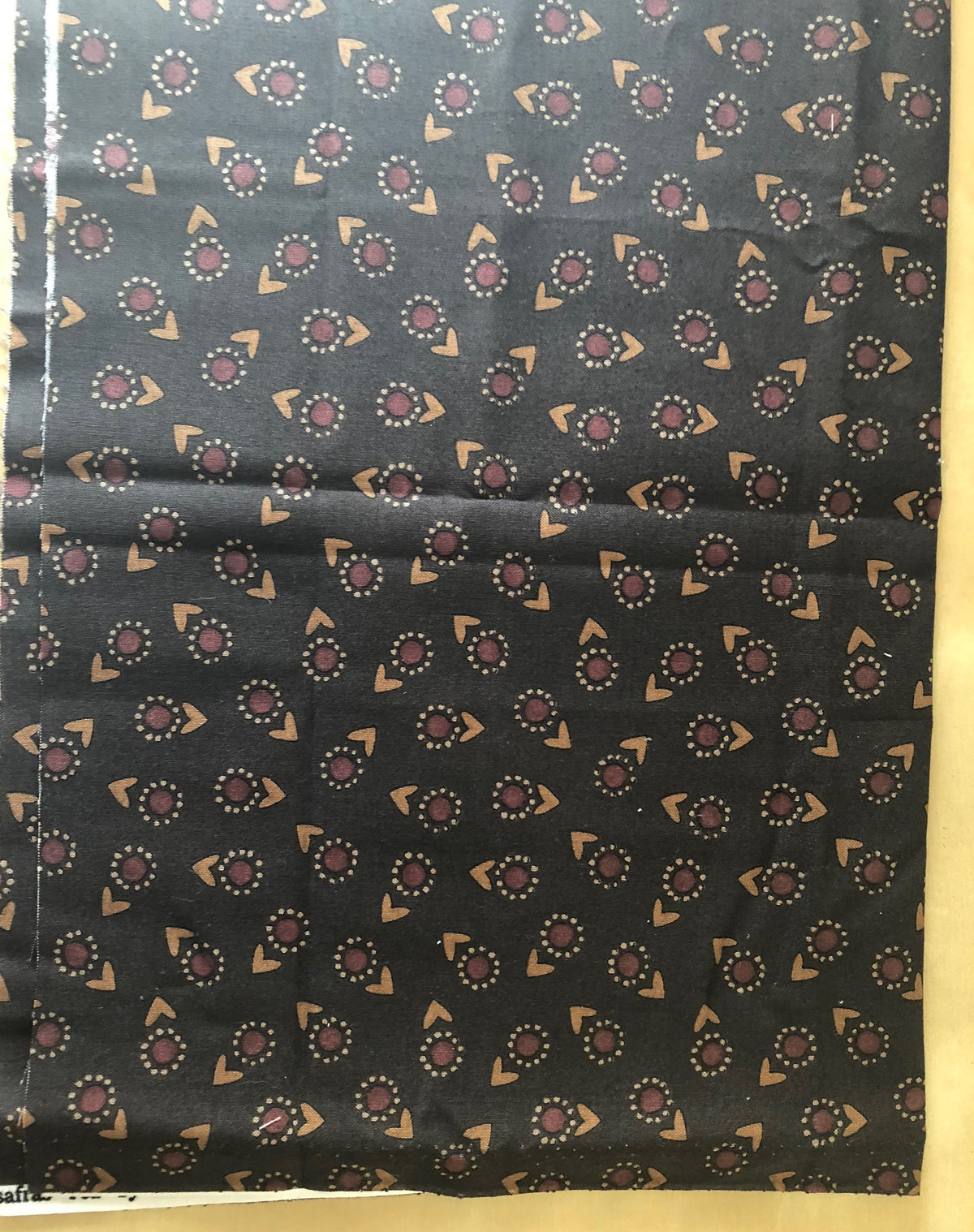 Brown Floral Pattern Fabric 1/2 Yard
