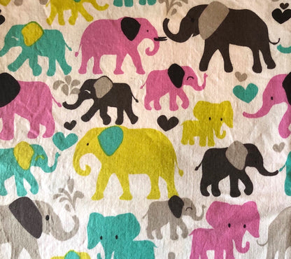 Colorful Elephant Cotton Fabric 1/2 Yard