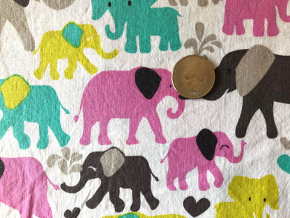 Colorful Elephant Cotton Fabric 1/2 Yard