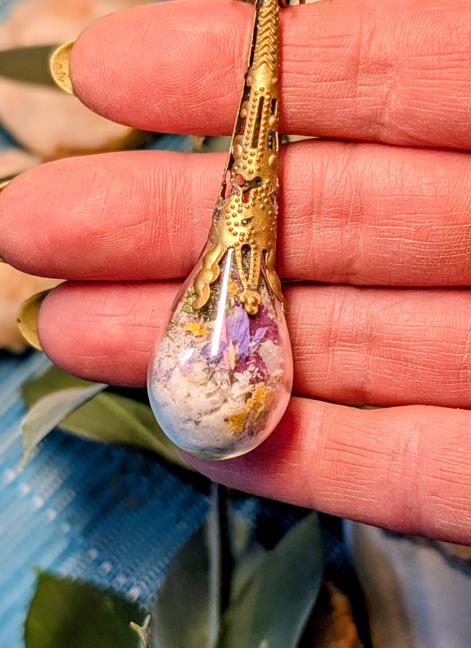 Wholesale Handcrafted Large Medicine Woman Floral Necklace with Quartz and Colorado Wildflowers, 5 minimum