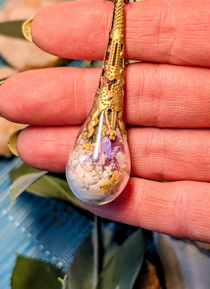 Wholesale Handcrafted Large Medicine Woman Floral Necklace with Quartz and Colorado Wildflowers, 5 minimum