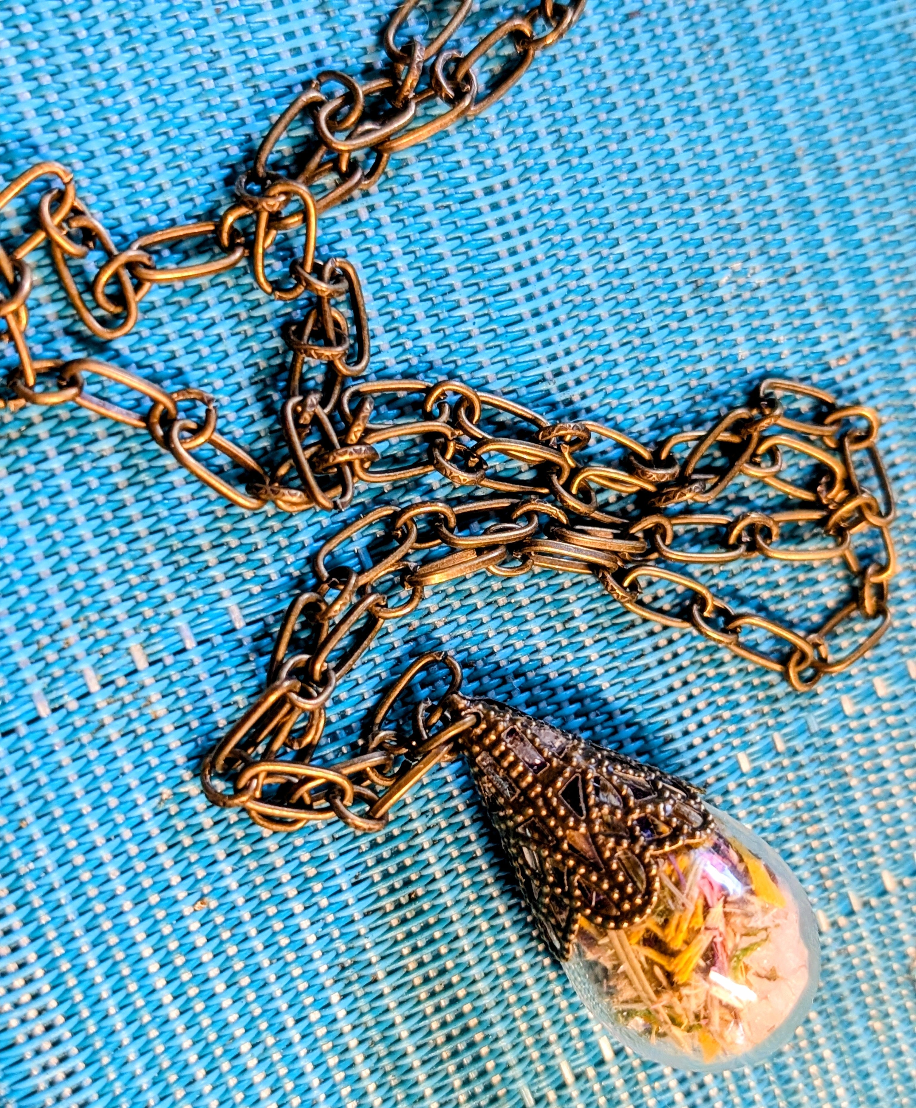 Wholesale Handcrafted Large Medicine Woman Floral Necklace with Quartz and Colorado Wildflowers, 5 minimum