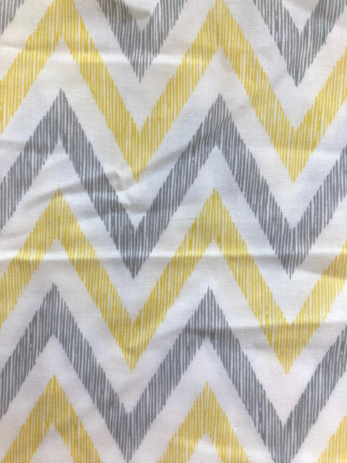 Yellow &amp; Grey Chevron Cotton 1 Yard