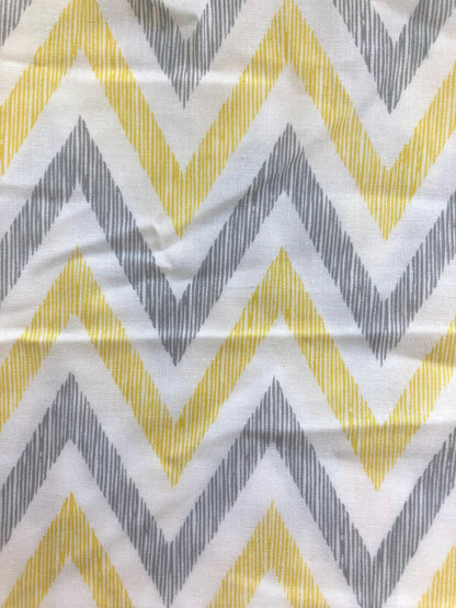 Yellow &amp; Grey Chevron Cotton 1 Yard