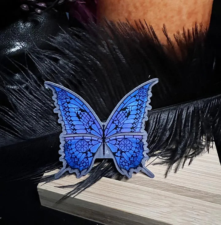 Galaxy Butterfly with Gothic Cathedral Design:2.5 inch Sticker for Laptop, Waterbottle, Phone
