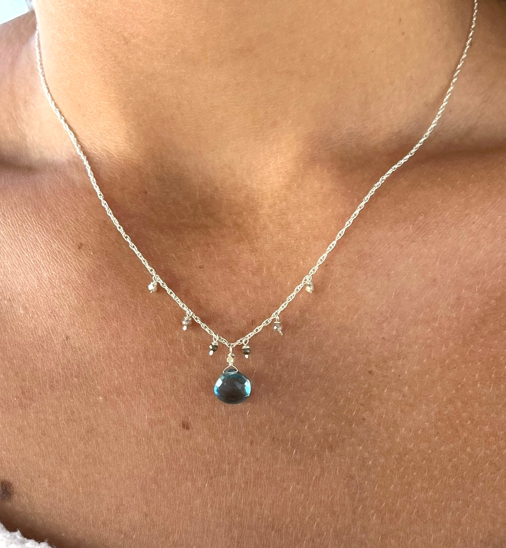 Blue Topaz Raindrop Pendant