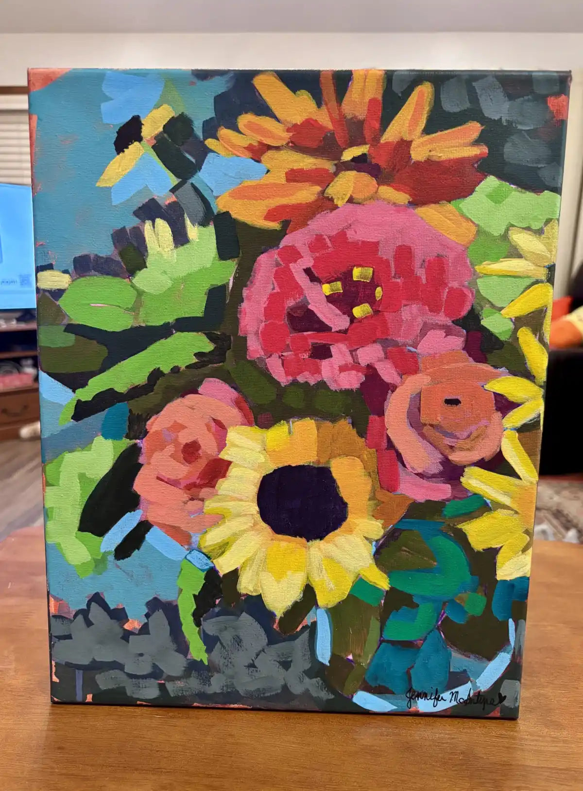 Original Sunflower Painting | 11x14 Acrylic Floral Canvas Art