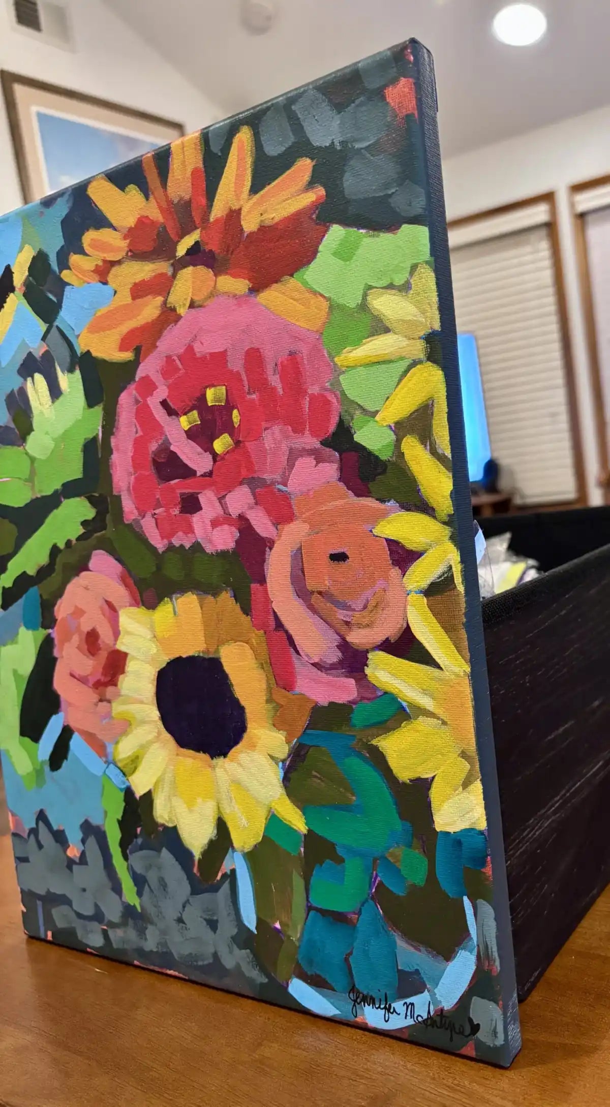 Original Sunflower Painting | 11x14 Acrylic Floral Canvas Art