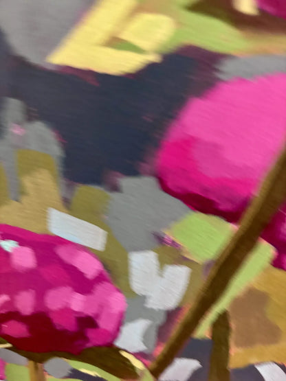 Original Pink Peony Painting, Modern Floral Art, 11x14 Canvas