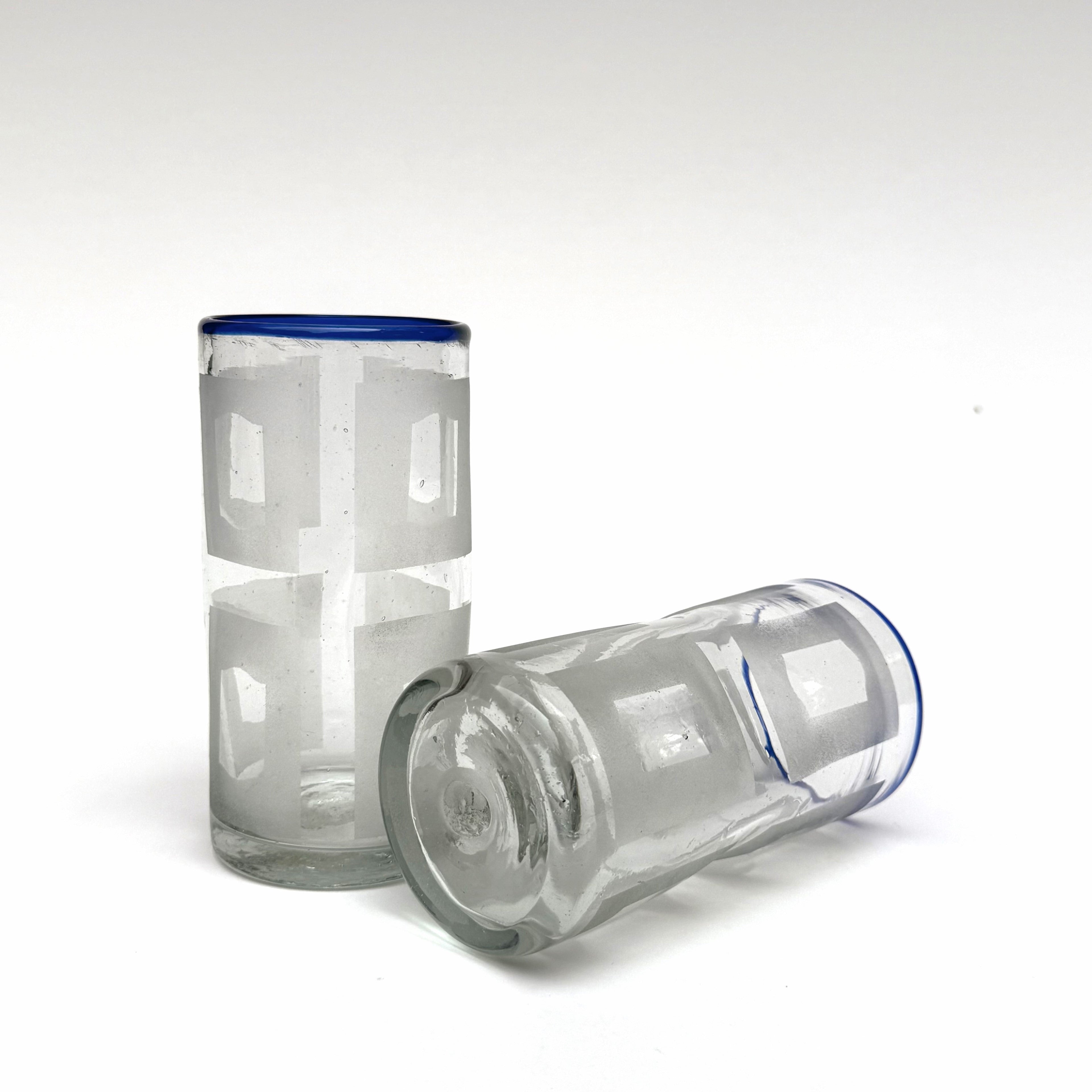 Handblown Etched Juice Glass, Set of 2
