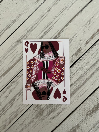 Black Queen of Hearts Sticker | Empowerment Vinyl Sticker | Black Girl Magic | Bossy Scribes