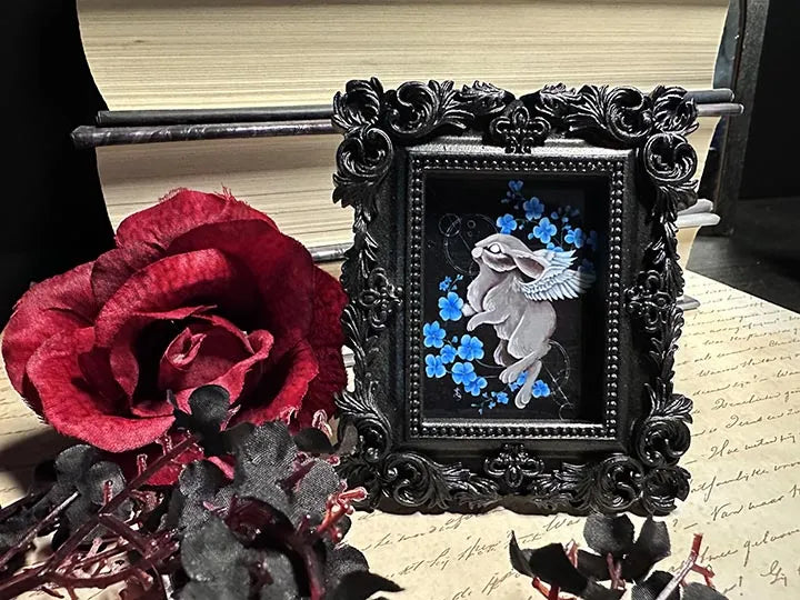 Mini Victorian Framed Angel Bunny Original Artwork