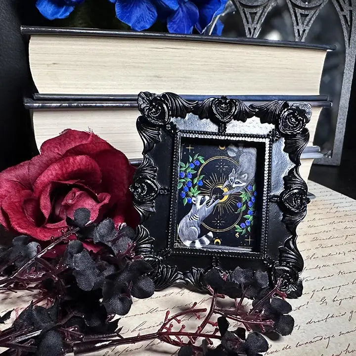Mini Victorian Framed Raccoon Original Artwork
