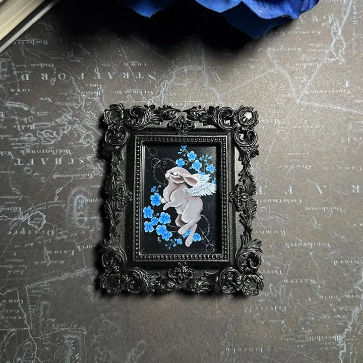 Mini Victorian Framed Angel Bunny Original Artwork