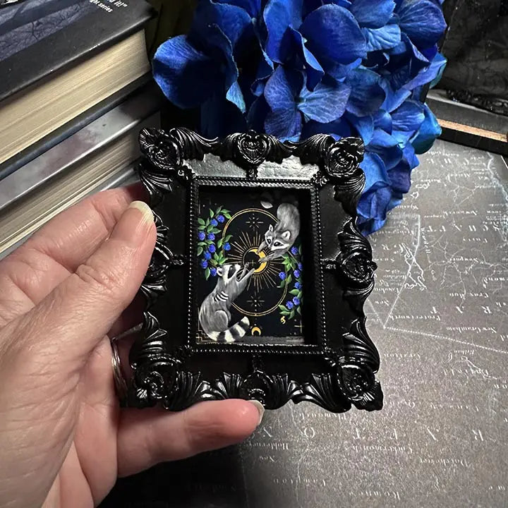 Mini Victorian Framed Raccoon Original Artwork