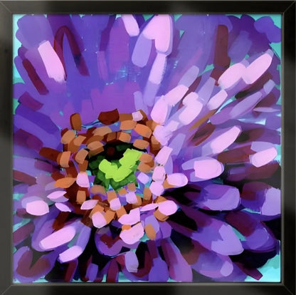 Original Purple Mum Painting, Acrylic Floral Wall Art, 12x12 Canvas