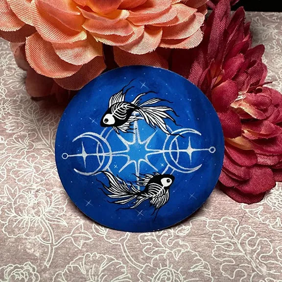 Skeleton Betta Fish Print with Celestial Moon Accents Sticker