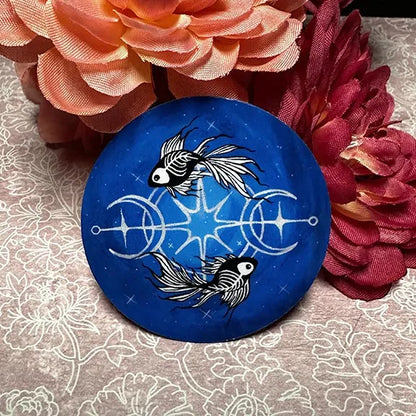 Skeleton Betta Fish Print with Celestial Moon Accents Sticker
