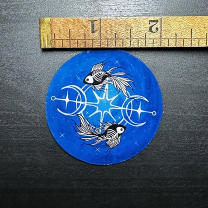 Skeleton Betta Fish Print with Celestial Moon Accents Sticker