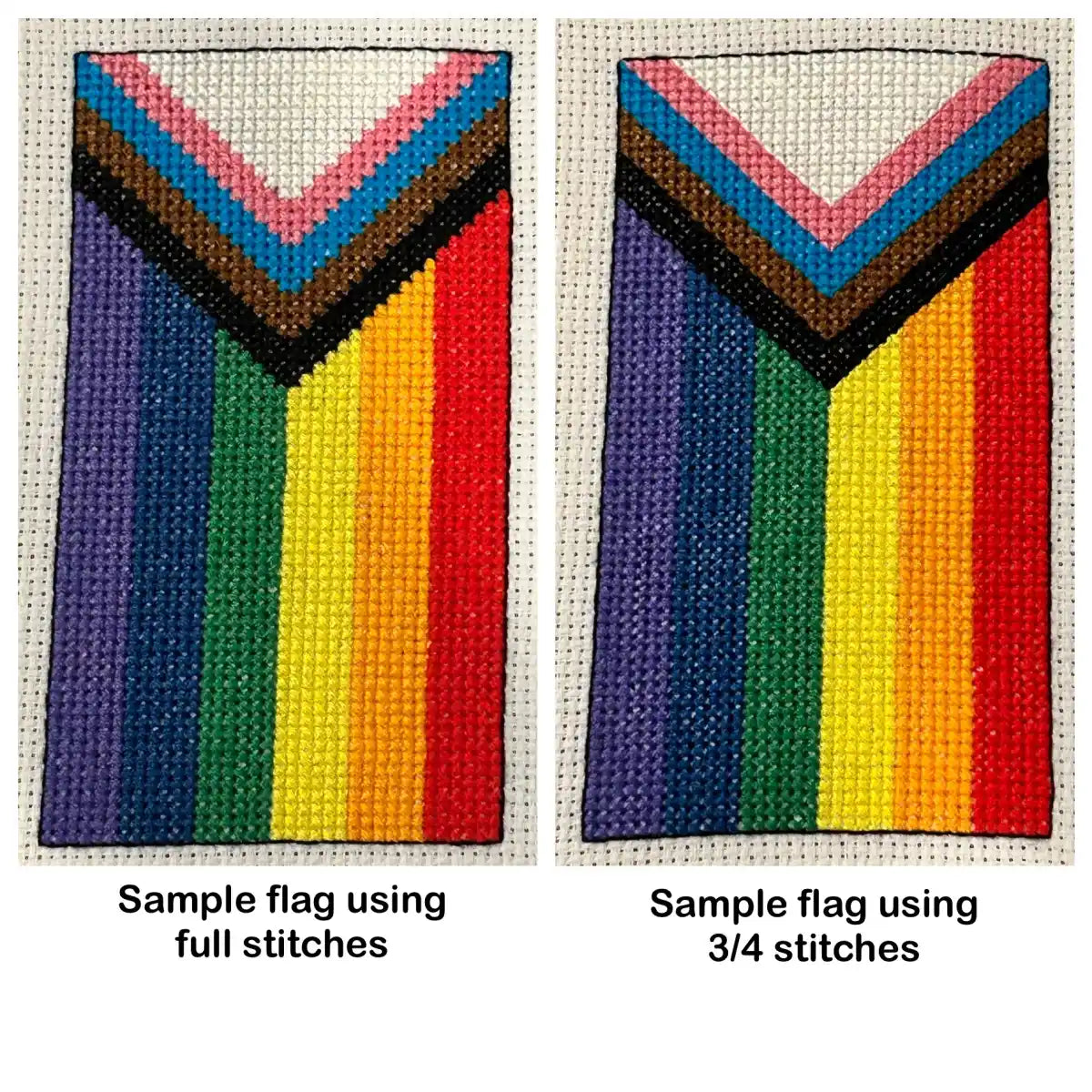 Human Rights Pride Cross Stitch Pattern - Progress Flag Version