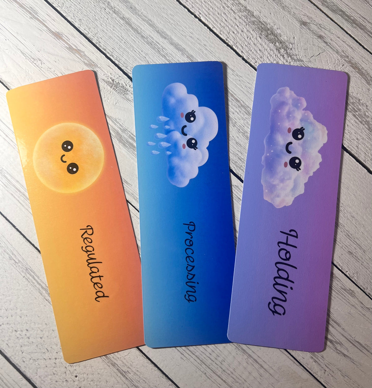 Cloudy But Coping Bookmark 3-Pack | Emotional State Bookmarks | Holding Processing Regulated