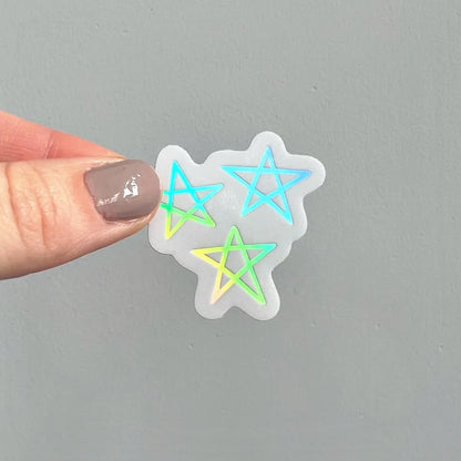Holographic doodle star sticker