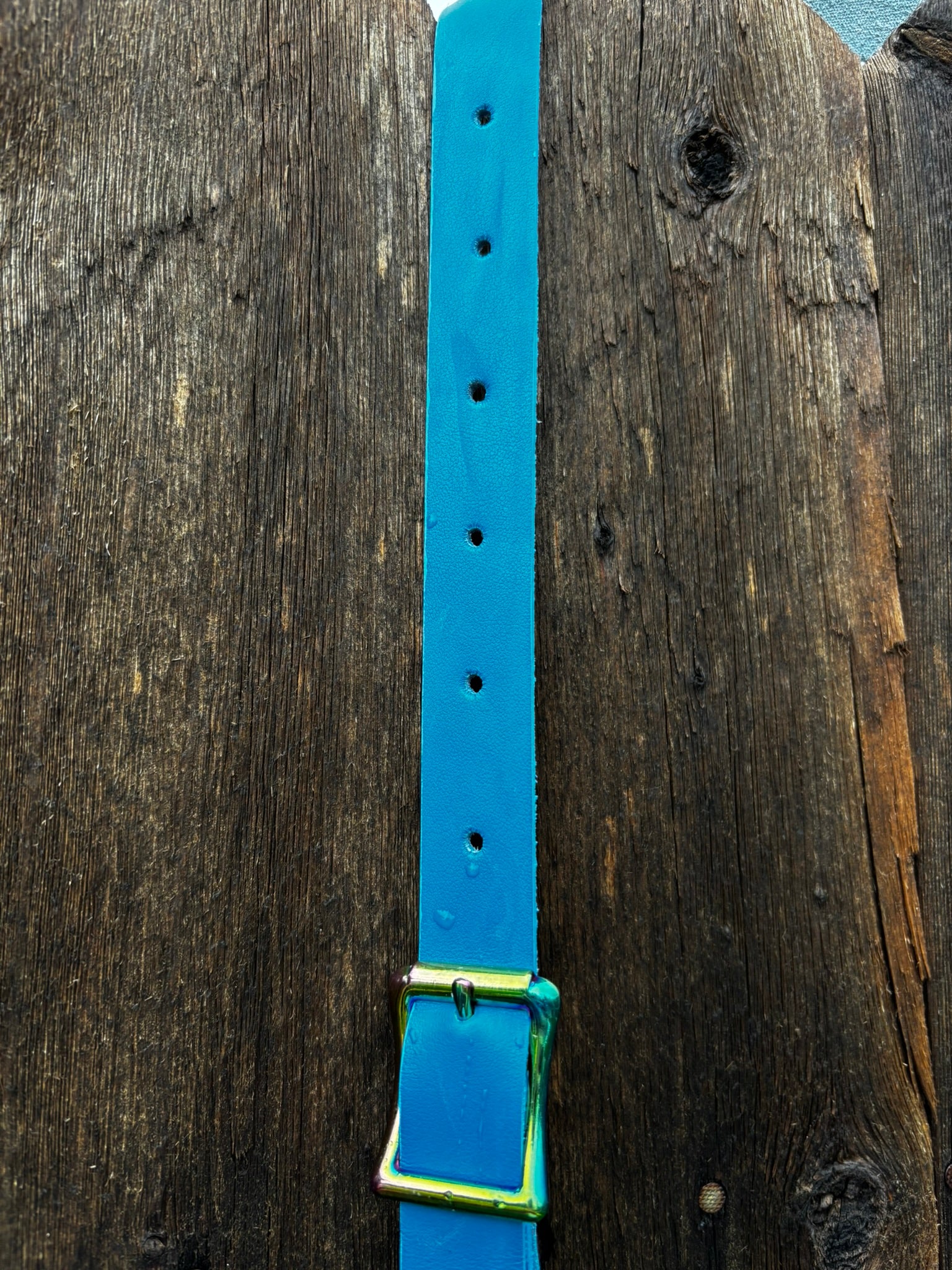 Limited Edition Handmade Blue Leather Mini Tote Aqua and Purple Decorative Contrast Stitching with Adjustable and Detachable Crossbody Strap