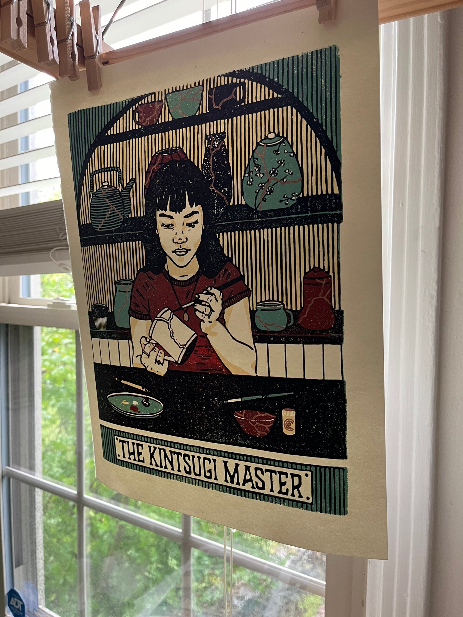 “The Kintsugi Master” Limited Edition Linoleum Block Print - Oracle Deck Print