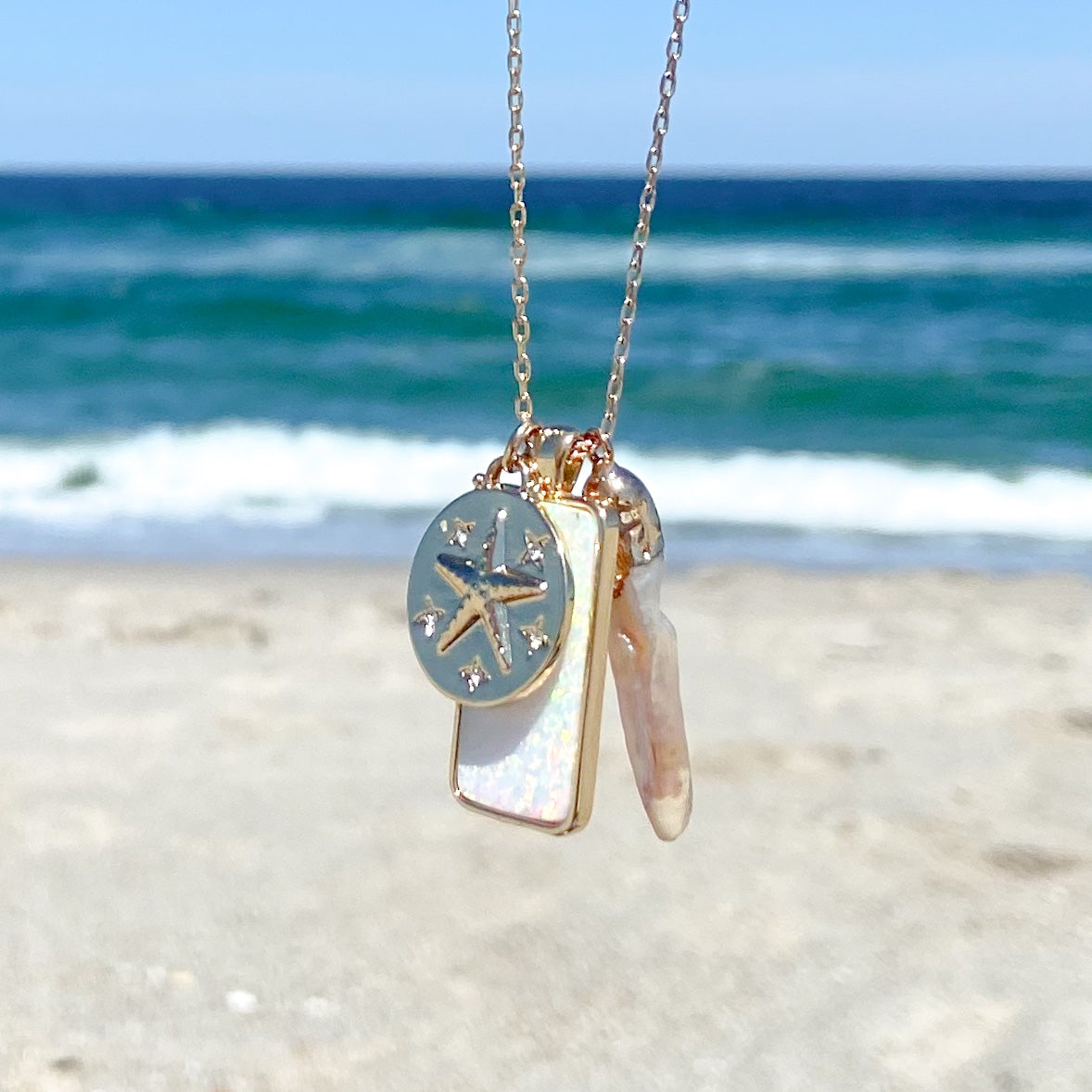 mantoloking charm necklace - white opal