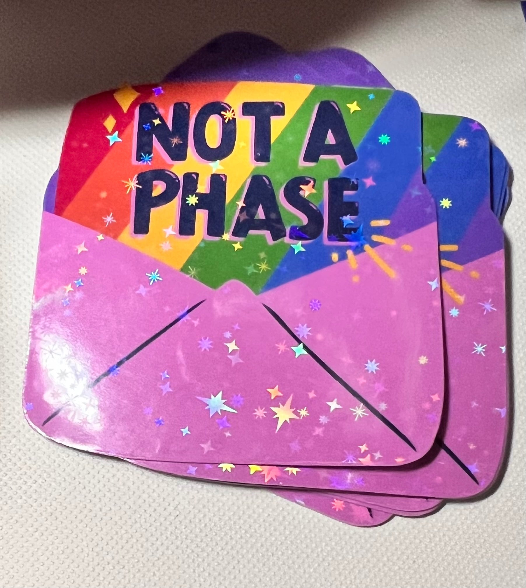 Not a Phase Sticker | LGBTQ+ Pride Vinyl Sticker | Identity &amp; Belonging | Bossy Scribes